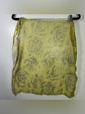 Cejon vintage sheer scarf green roses